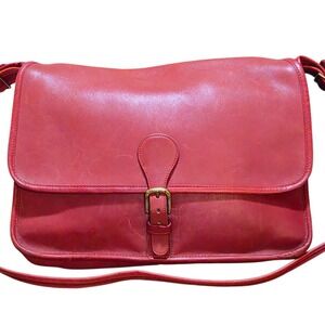 VTG Coach Letter Briefcase Leather Made in USA Red